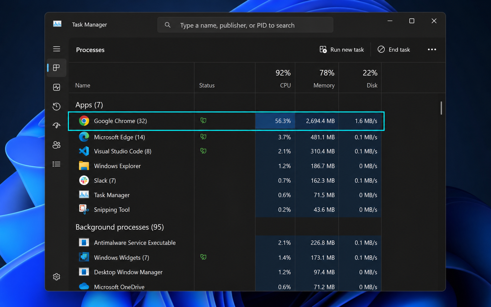 Windows 11 Task Manager process highlighted